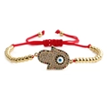 Hamsa-Hand und Evil-Eye Armband aus roter Schnur mit vergoldeten Perlen und Zirkonia - Kupferperlen Rotes Seil