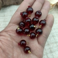 Miniature deep red resin pomegranate pendant with golden metal loop for jewelry making - Transparent Red Whole Pomegranate Gold Pin