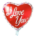 18-inch red heart foil balloon with white I Love You script and mini heart patterns - 18 Inch Valentine Heart Love F089