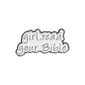 Religieuze emaille broche met kruispatroon en witte 'girl, read your Bible' tekst - Meisje Leest Bijbel Leus Stijl (QHXZ2410)