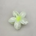 Tropical white frangipani flower hair claw clip with yellow gradient center on gray fabric - Frangipani Claw Clip (Cross-border Edition) / 8cm / Fluorescent Green