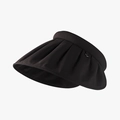Classic black open-top sun hat for women featuring a wide pleated brim and metallic accent - Black