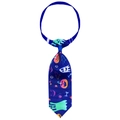 Halloween pet necktie in navy blue featuring pumpkin, ghost and bat patterns - Dark Blue Festival Elements (NT267-5)
