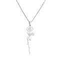 Detailed view of silver stainless steel necklace with Sophia name and flower pendant - Steel Color (CS00283)