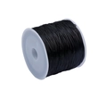 Elastic black crystal beading cord on white plastic spool for jewelry making - 0.8mm approx 100m / Black