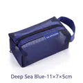 Deep sea blue nylon mesh wallet with zipper, portable square coin pouch 11x7x5cm - 11x7x5cm / Deep Sea Blue