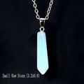 Detail of small hexagonal opalite pendant measuring 3.2x0.8 cm on a silver chain - Small Opal
