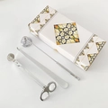Kit d'entretien pour bougies en acier inoxydable argenté avec boîte cadeau décorée - Ensemble de 3 Pièces avec Boîte (Style Cloche) / Argent