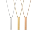 Minimalist square pillar pendant necklaces in silver, gold, and rose gold stainless steel - Blue