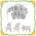 Three-reindeer resin silicone mold for DIY Christmas elk ornaments with size details - Christmas - Triple Reindeer / Translucent White