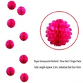 Magenta paper honeycomb ball garland 2.8m long with 10cm spheres for party decor - Paper Ball Garland / 2.8m / Rose Red