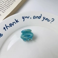 Blue marble patterned acetate mini hair claw clip for elegant women styling - Lake Blue Marble