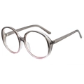 Fashionable oversized round glasses frame in a gradient grey-pink transparent finish - Plain Lens / Trans Gray Frame Clear Lens