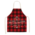 Christmas apron with red and black plaid pattern, reindeer motif and holiday greetings - A29-Red Black Plaid Happy New Year Version