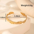 Verstelbare gouden roestvrijstalen armband in de vorm van een blad met textuur - Blad Ontwerp (YB-033)