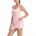 Pink athletic dress with built-in shorts and side pockets for tennis and golf - S / Dresses / Pink