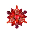 Elegant red crystal flower brooch with gold alloy plating and multifaceted gemstones - XD825020-5 Red Snowflake