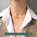 Elegant 18K gold-plated titanium steel fish mouth chain necklace, 2.3mm width variant - Gold Fishbone Chain 40+5cm