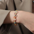 Bracciale smaltato colorato in acciaio inossidabile dorato con design vivace a smalto - Bracciale Oro-15+5cm