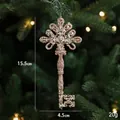 Rose gold glitter key ornament for Christmas tree decoration with silver hanging string - Key Style