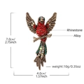 Vintage gold bird brooch with vibrant red green and white rhinestones decoration - Vintage Pave Colorful Rhinestone Bird (YNCP2779)