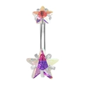 Silver stainless steel belly ring with vibrant multi-color star-shaped cubic zirconia - Colorful Zirconia