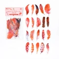Adesivi in PET impermeabile a forma di piuma in tonalità rosso e arancio per journaling - Piuma del Bagliore del Tramonto