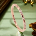 Elegant rose gold thin ring with half-circle micro-pave zircon inlay for women - US 5 / Eternity Band Style / Rose Gold
