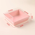 Pink rectangular sandwich box with transparent lid and precise sizing dimensions - Large Square Pink