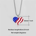 Stainless steel heart necklace with USA flag enamel pendant and size dimensions - Pendant Only / USA Flag 3 (Heart)