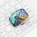 Portable silver metal pill box featuring a colorful dragonfly painted design on the lid - Style 5-Light Dragonfly