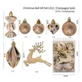 22-piece champagne gold Christmas ornaments set with deer and star shapes in a gift box - Christmas Ball Gift Box Le-13 (champagne Gold)