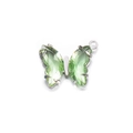 Silver stainless steel butterfly pendant with faceted green crystal wings for DIY jewelry - Light Green