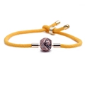 Adjustable yellow braided rope bracelet with a gold-plated yin yang charm and micro-inlay - Yellow Rope Rose Gold Yin Yang