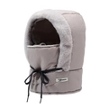 Winter balaclava hat in dusty pink with grey faux fur trim and adjustable face mask - One Size / Light Gray