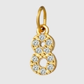 Gold plated stainless steel number 8 pendant with sparkling cubic zirconia crystals - Number 8