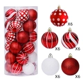 30-piece Christmas ornament set with red and white striped and glittery baubles - Painted Special Shape (MJCHQ94) / 30Pcs Pack / Red White Polka Dot Striped