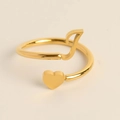 Minimalist gold open ring featuring a polished heart and letter J adjustable design - Letter J