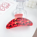 Red 'you & me' heart claw clip with pink teeth and romantic sentiment design - Burning Heart - Small Semicircle