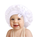 Bonnet de nuit pour bébé en satin blanc avec un grand nœud décoratif élégant - Taille unique / Blanc