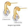 Detailed view showing dimensions and weight of gold crescent zircon stud earrings - Simple Arc Studs (KE1511)