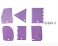 Set di 6 raschietti per torte in plastica viola con bordi seghettati e curvi - Viola (59155-6)