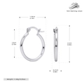 Technical drawing of S925 sterling silver hoop earrings showing 23mm outer diameter dimensions - 20mm / 925 Silver White Gold Plated