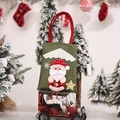 Sacchetto regalo Babbo Natale in tessuto verde con manici scozzesi rossi per dolci natalizi - Babbo Natale / Verde