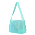 Teal mesh beach bag for kids with adjustable shoulder strap and zipper closure - Solid Green / 21*25*8cm
