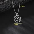 Polished stainless steel volleyball pendant necklace with 60cm chain and 28mm diameter charm - Box Chain 60