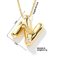Golden stainless steel bubble letter N necklace pendant with a star cubic zirconia - Letter N Style (N01069-N)
