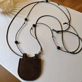 Dark brown faux leather magnetic glasses holder necklace with black lanyard and beads - 11# Necklace Deep Coffee U-Shape Leather