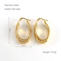 Dreilagige 18k vergoldete Edelstahl-Ohrringe im minimalistischen Design für Damen - 18K Gold / Gold