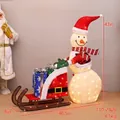 Muñeco de nieve navideño luminoso con trineo, luces LED cálidas y cajas de regalo de colores - Muñeco de Nieve Empujando Trineo Decoración Luminosa - 1,1 m / Enchufe Plano 110-240V